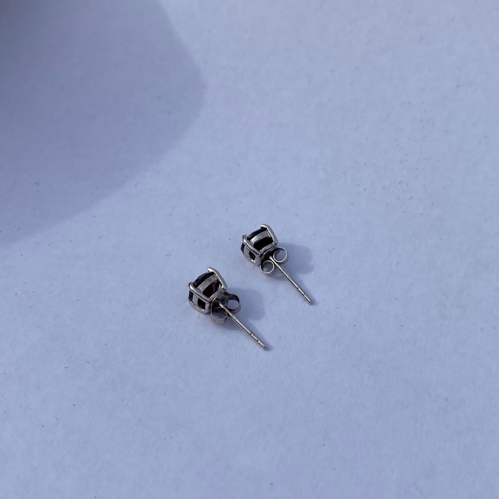 Sterling Silver Ruby Earrings - image 2